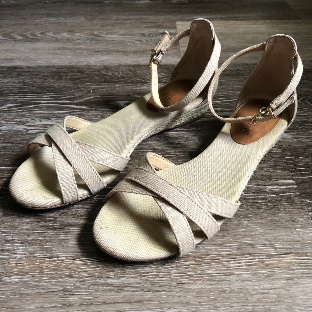 J.Crew Mirna Mini-Wedge Espadrilles Flax Size 7